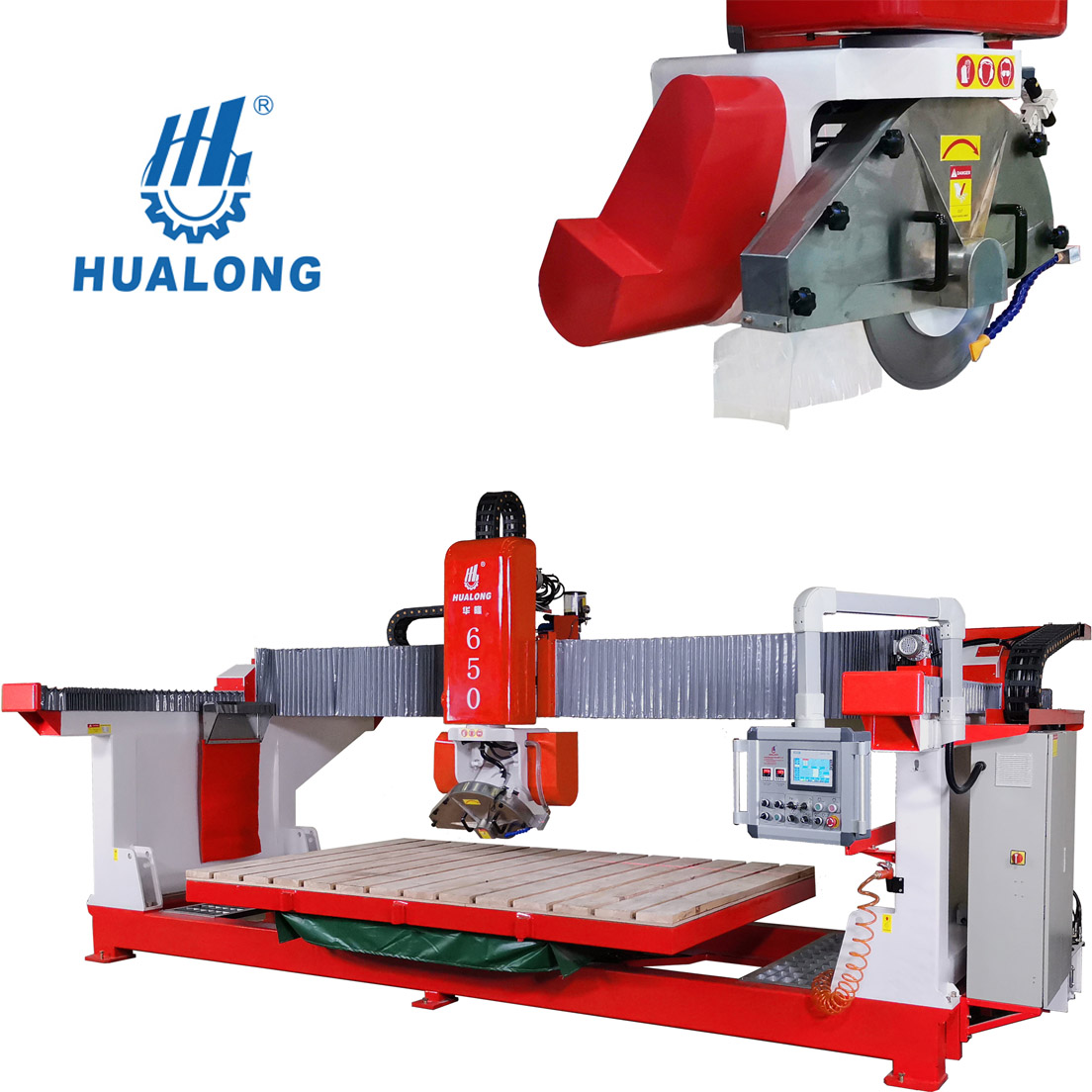 HUALONG 45 Degree Chamfering Profiling Granite Bridge Saw Table Tilting Slab Cutting Machine for Marble Quartz Basalt HLSQ-650 