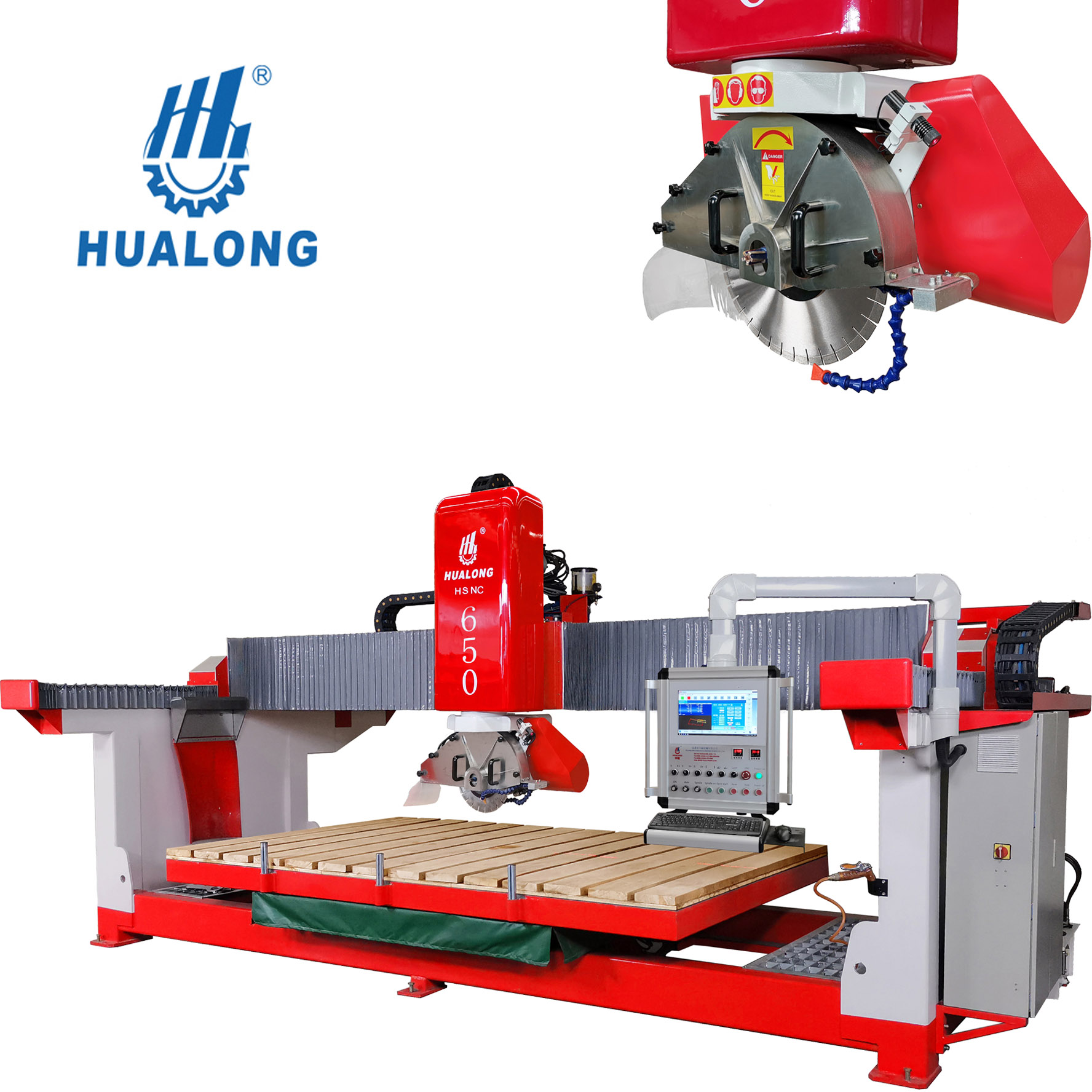 Hualong Stone Cutting Machinery HSNC-650 3 axis CNC Bridge Stone Cutting Machine cheap horizontal milling machine for sale
