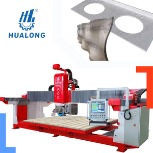Hualong Stone Machinery Multifunctional Granite Slab Cutting Machine 5 Axis CNC Bridge Saw Stone Cutting Machine HKNC-500